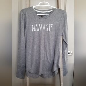 Rae Dunn Namaste Grey Long Sleeve 'Namaste' T shirt Tshirt